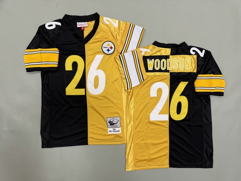 Men 2025 Pittsburgh Steelers #26 Woodson yellow black Throwback Limited NFL Jersey style 001->pittsburgh steelers->NFL Jersey